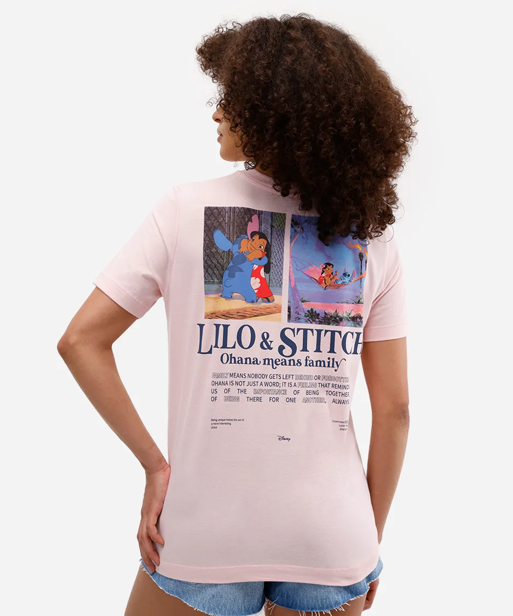 camiseta feminina de algodão stitch rosa — foto 2