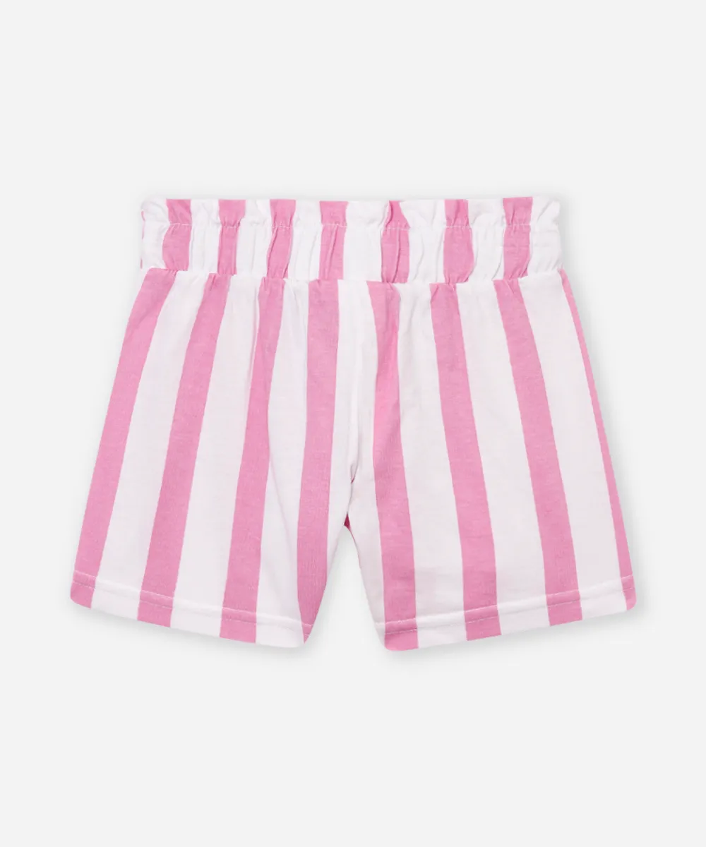 short de algodão infantil clochard listrado rosa — foto 2