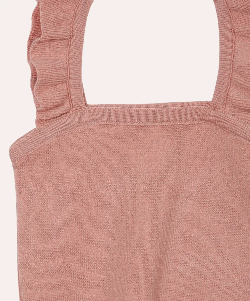 cropped infantil de tricot alça babado rosa — foto 3