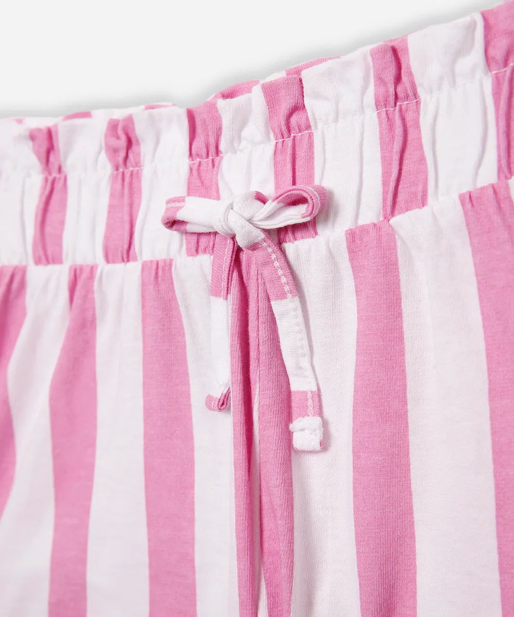 short de algodão infantil clochard listrado rosa — foto 3