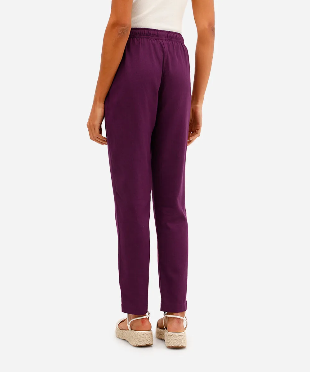 calça jogger feminina com linho roxo — foto 3