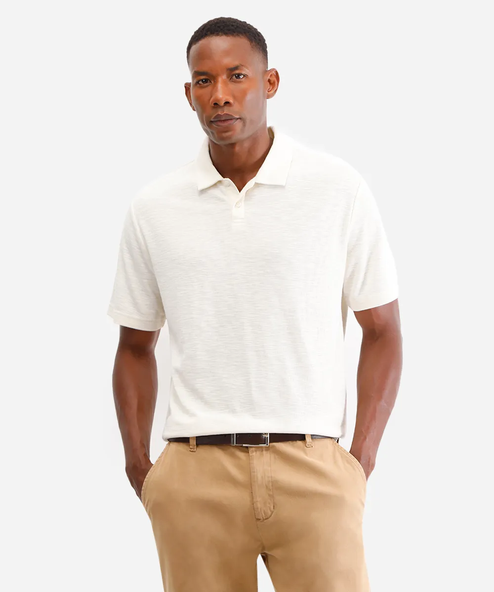 polo masculina de algodão texturizada off white