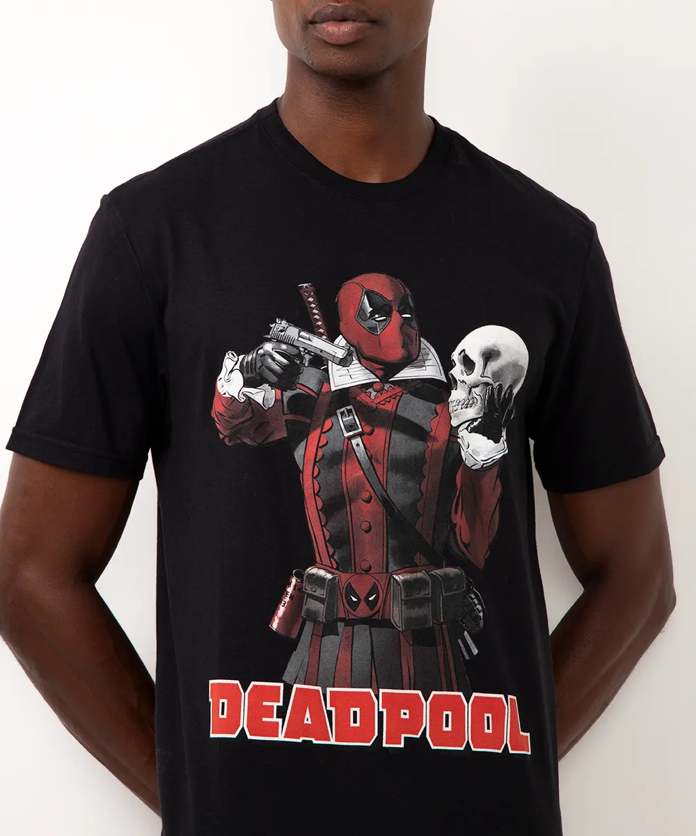 camiseta de algodão manga curta deadpool preto — foto 2