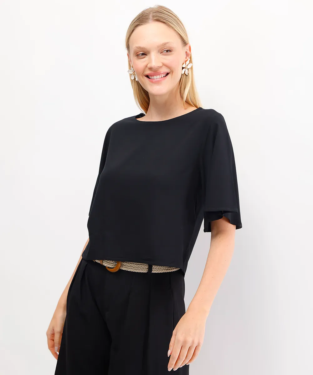 blusa feminina de viscose preta — foto 4