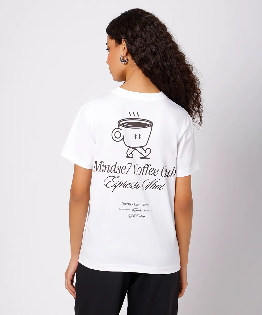 camiseta feminina de algodão coffee club mindset off white — foto 2