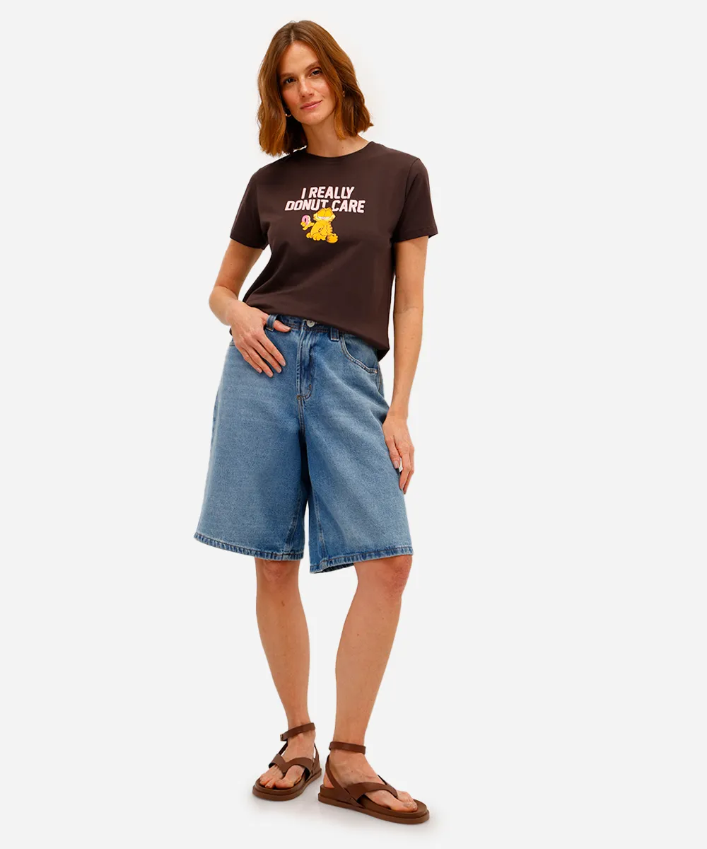 camiseta feminina de algodão garfield marrom — foto 3