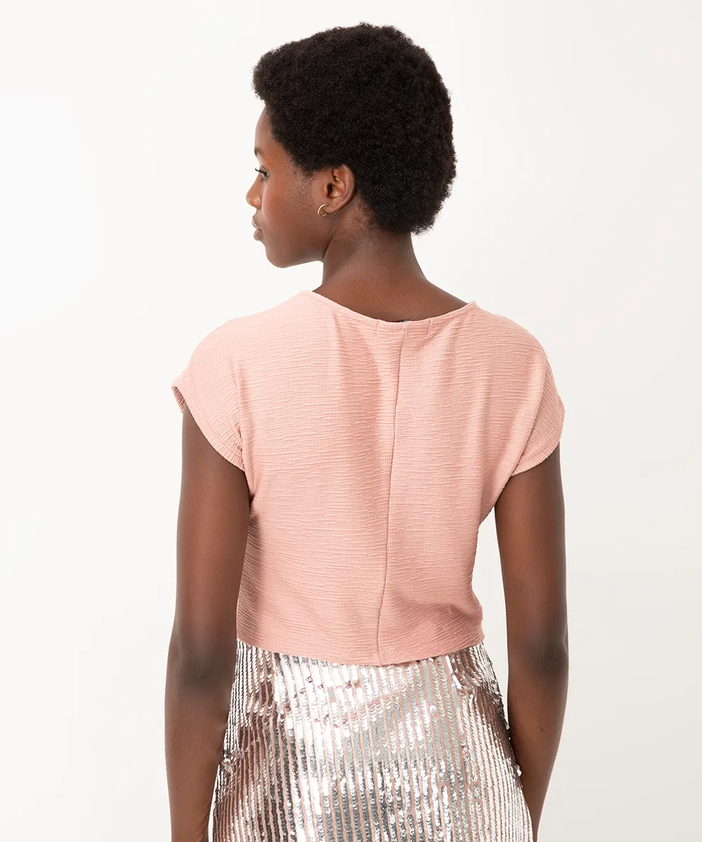 cropped de viscose texturizada rosa velho — foto 2