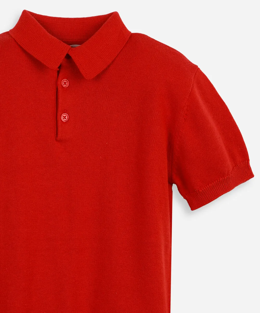 polo infantil de tricot manga curta vermelha — foto 3