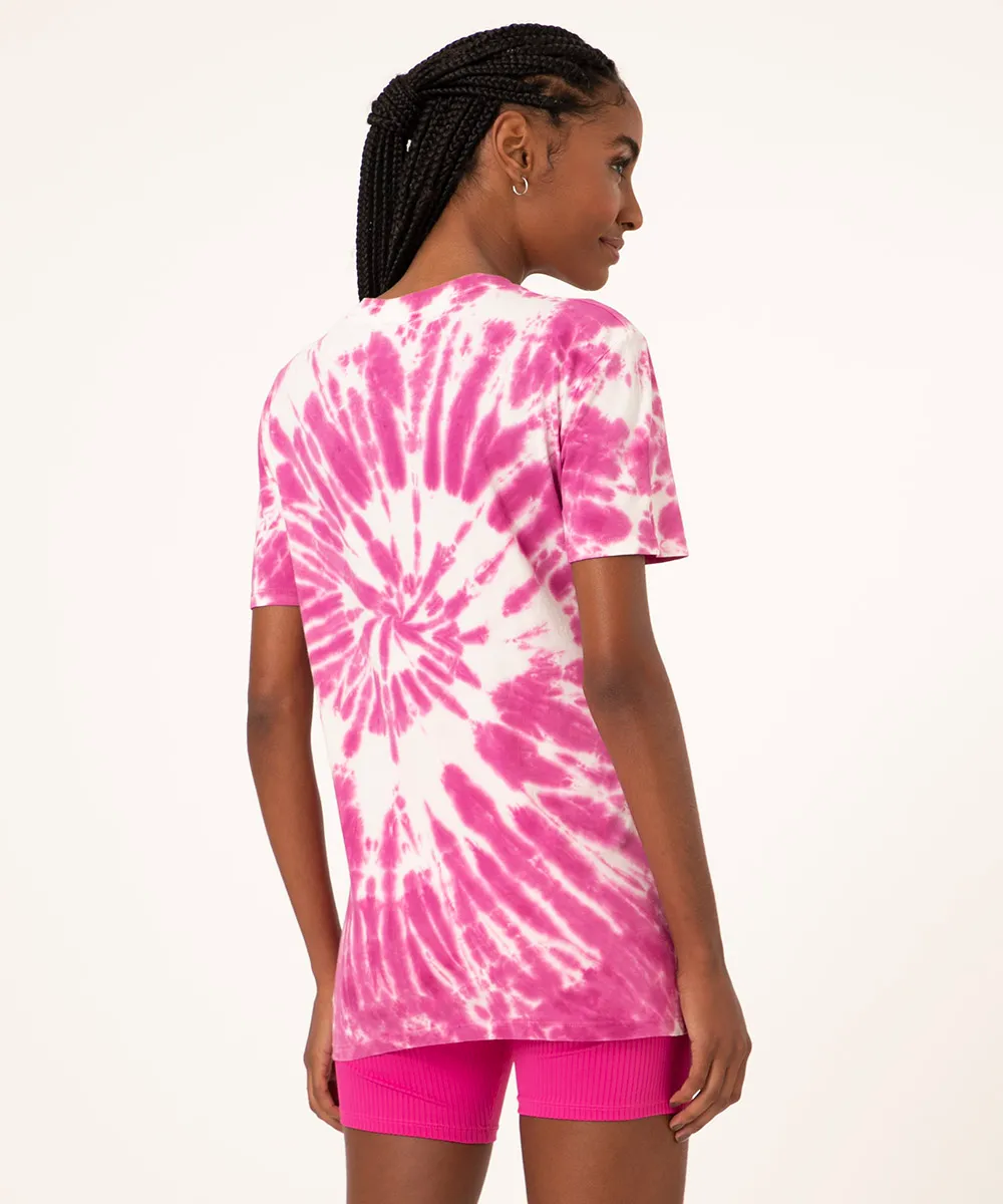 Blusa Feminina Signo Sagitário Estampada Tie Dye Manga Curta Decote Redondo Pink — foto 4