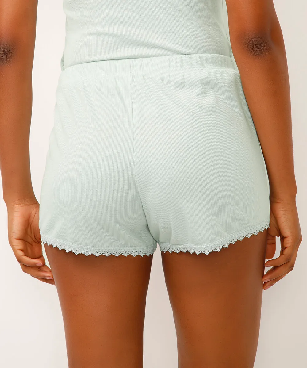 short de pijama curto com renda verde — foto 3