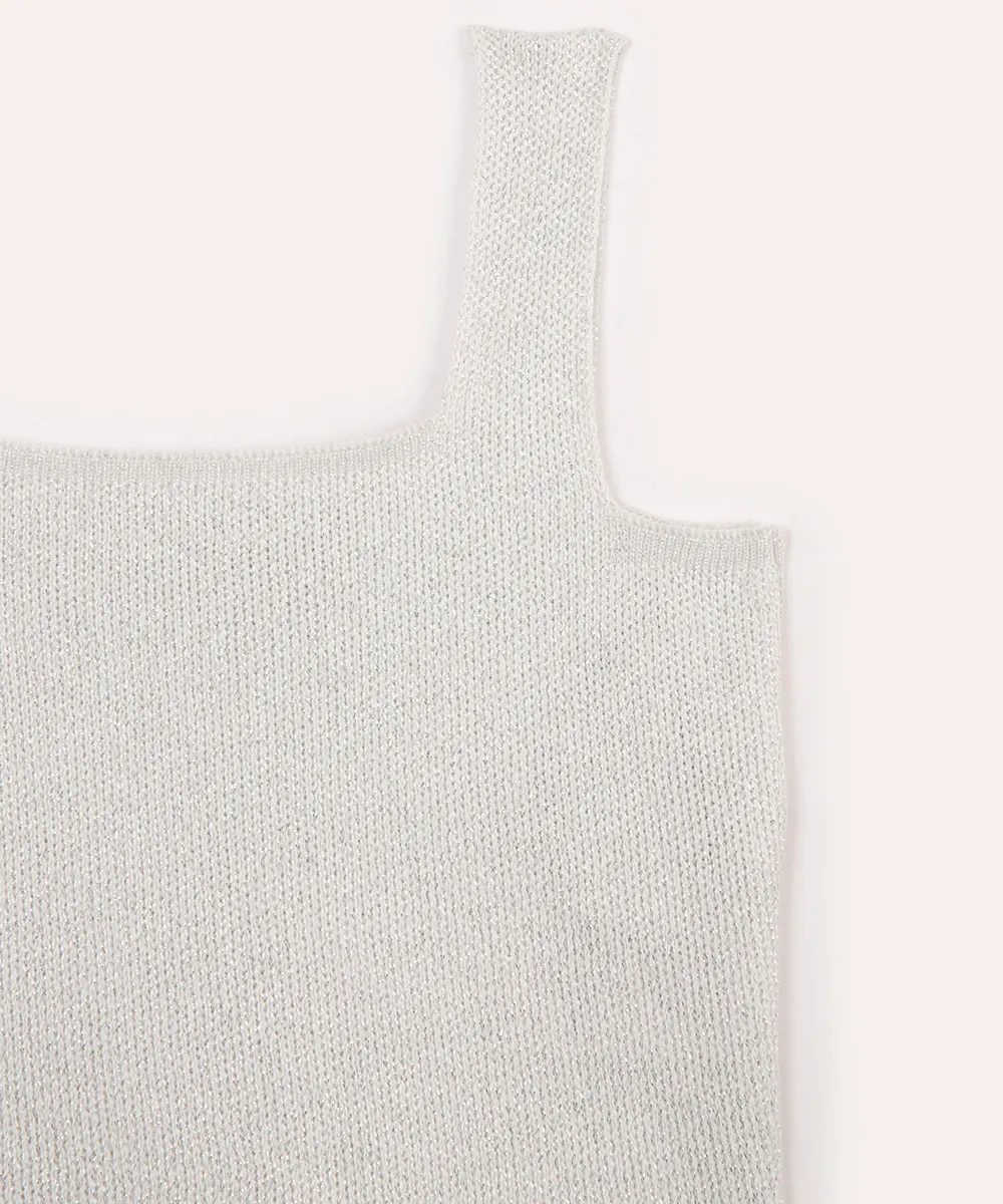 cropped de tricot infantil com lurex prateada — foto 3