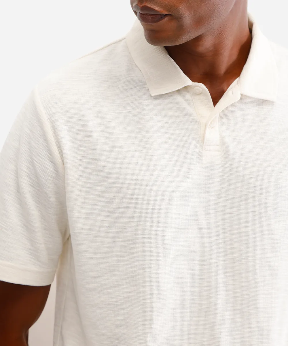 polo masculina de algodão texturizada off white — foto 4