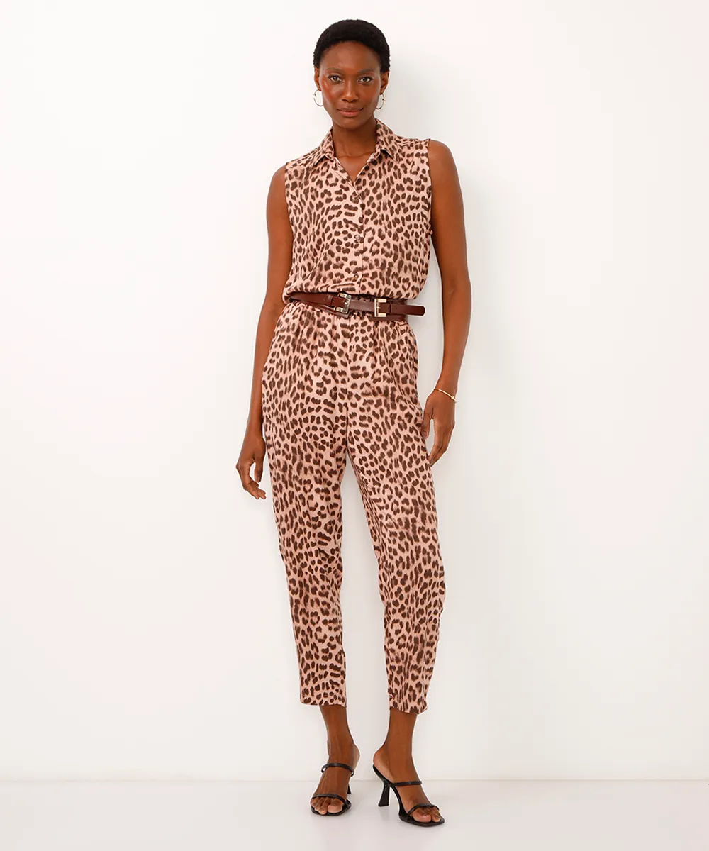camisa de viscose alça larga animal print rosa — foto 3