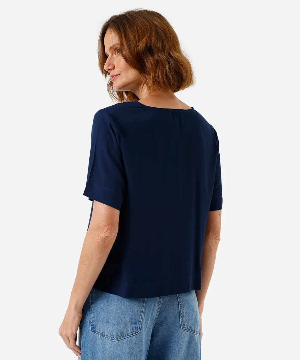 blusa feminina de viscose  manga curta azul — foto 2