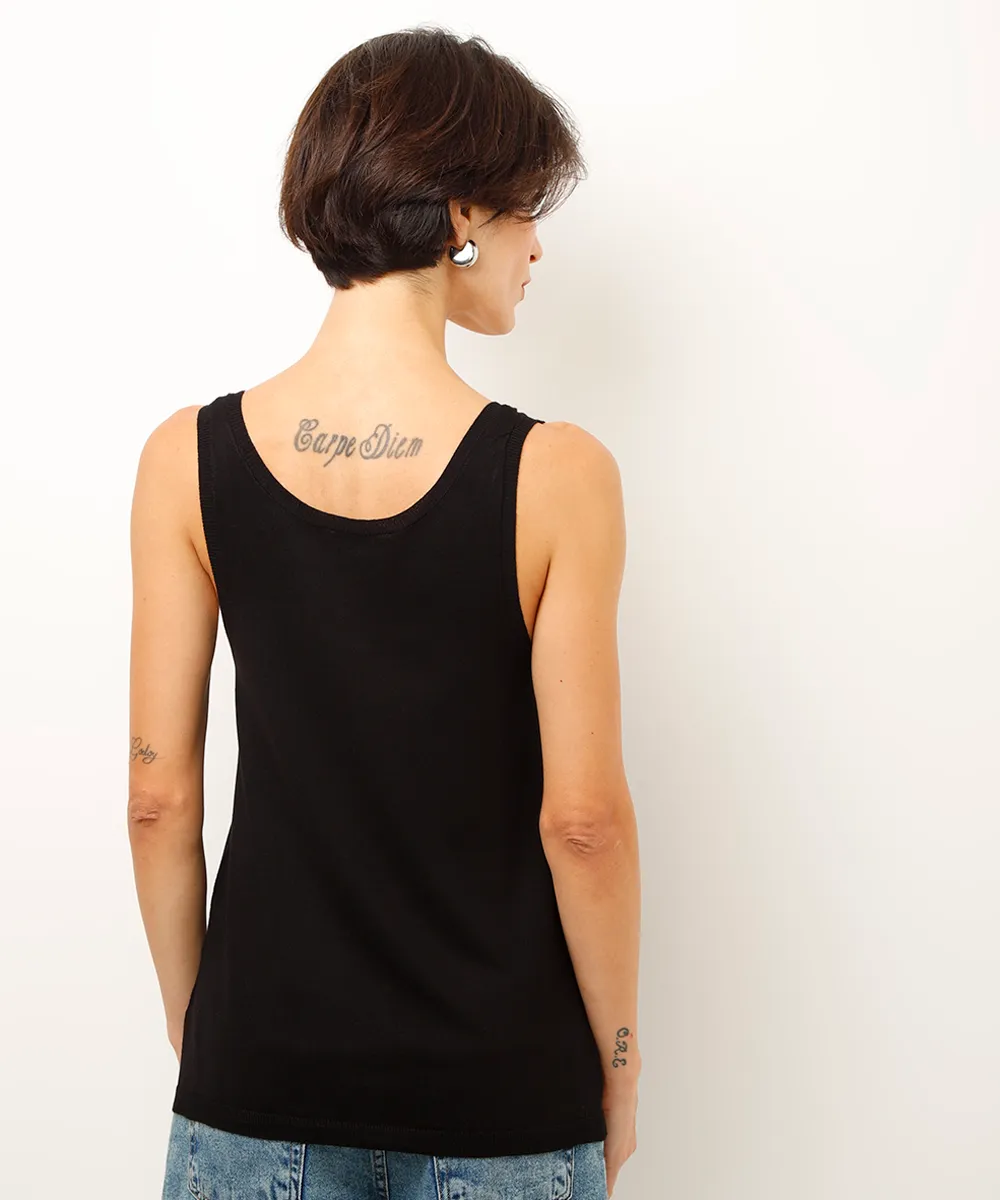 regata básica de tricot preto — foto 2