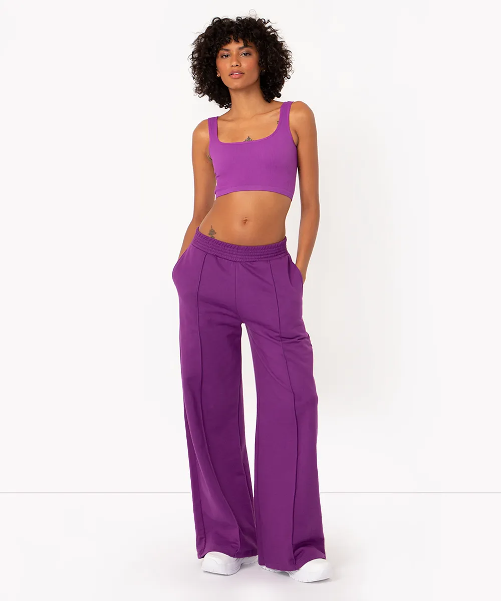 cropped básico de poliamida areia - roxo uva — foto 3