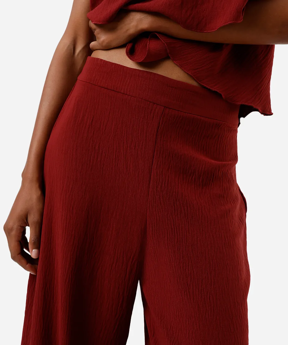 calça reta feminina texturizada vinho — foto 4
