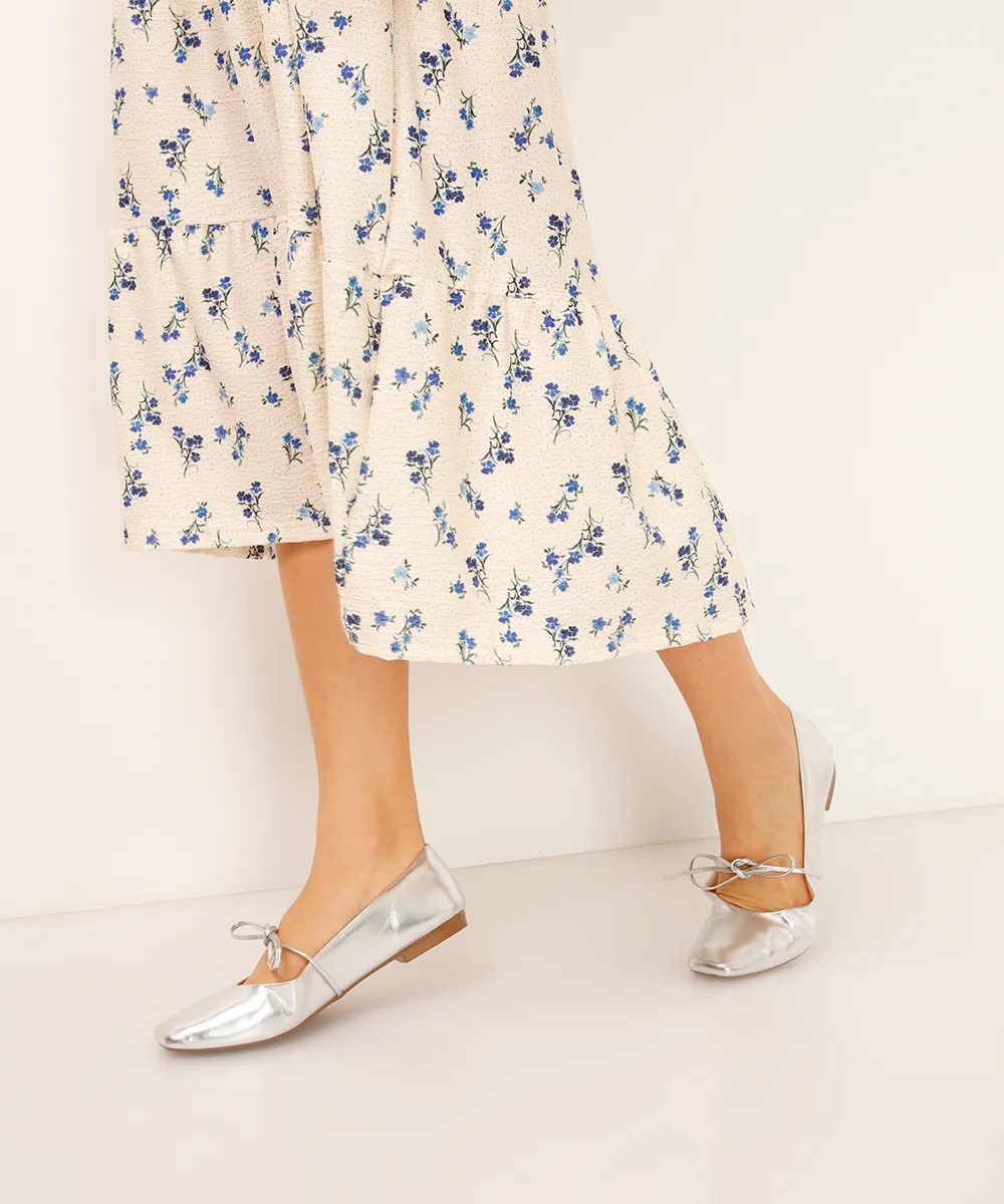 vestido midi alça fina floral off white — foto 3