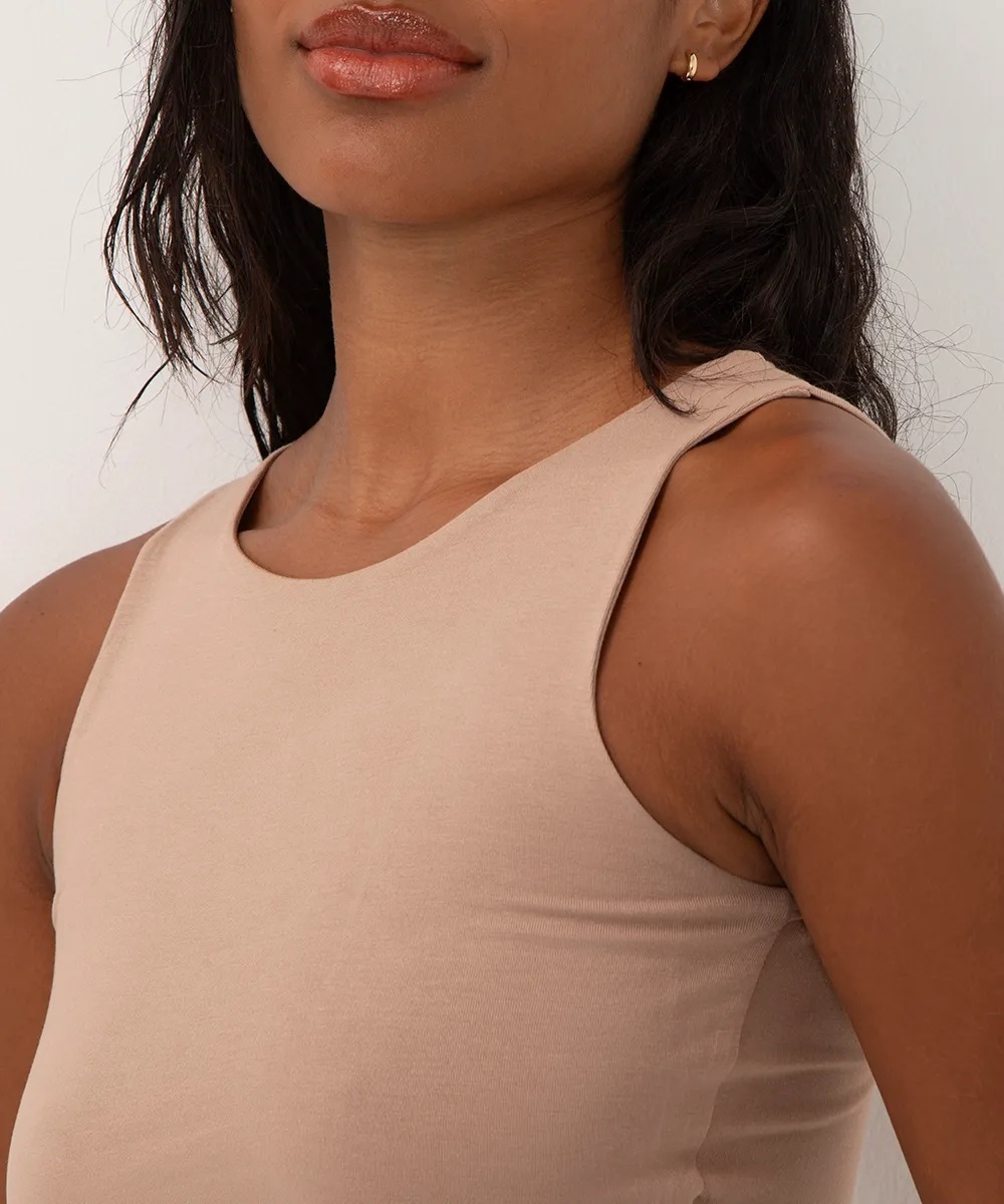 cropped de viscose alça média verde médio - kaki — foto 4