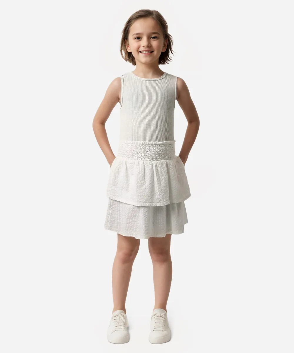 regata de poliamida infantil com brilho texturizada off white