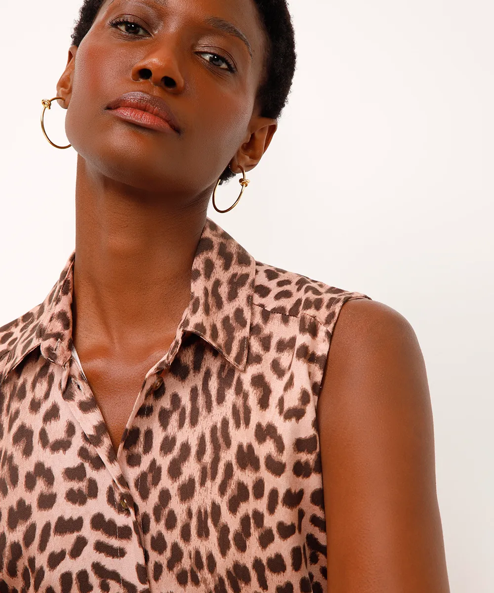 camisa de viscose alça larga animal print rosa — foto 4