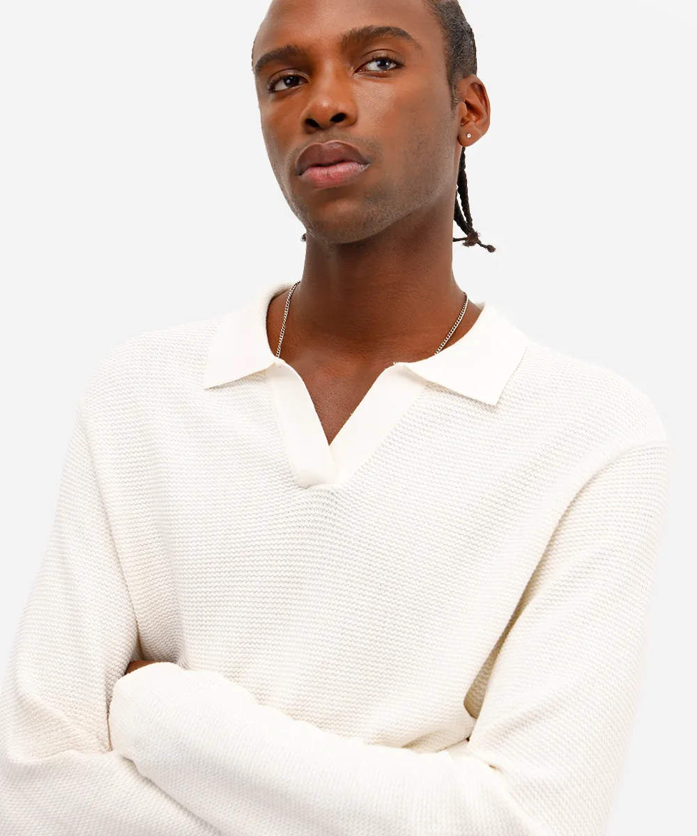 polo masculina de tricot manga longa off white — foto 4