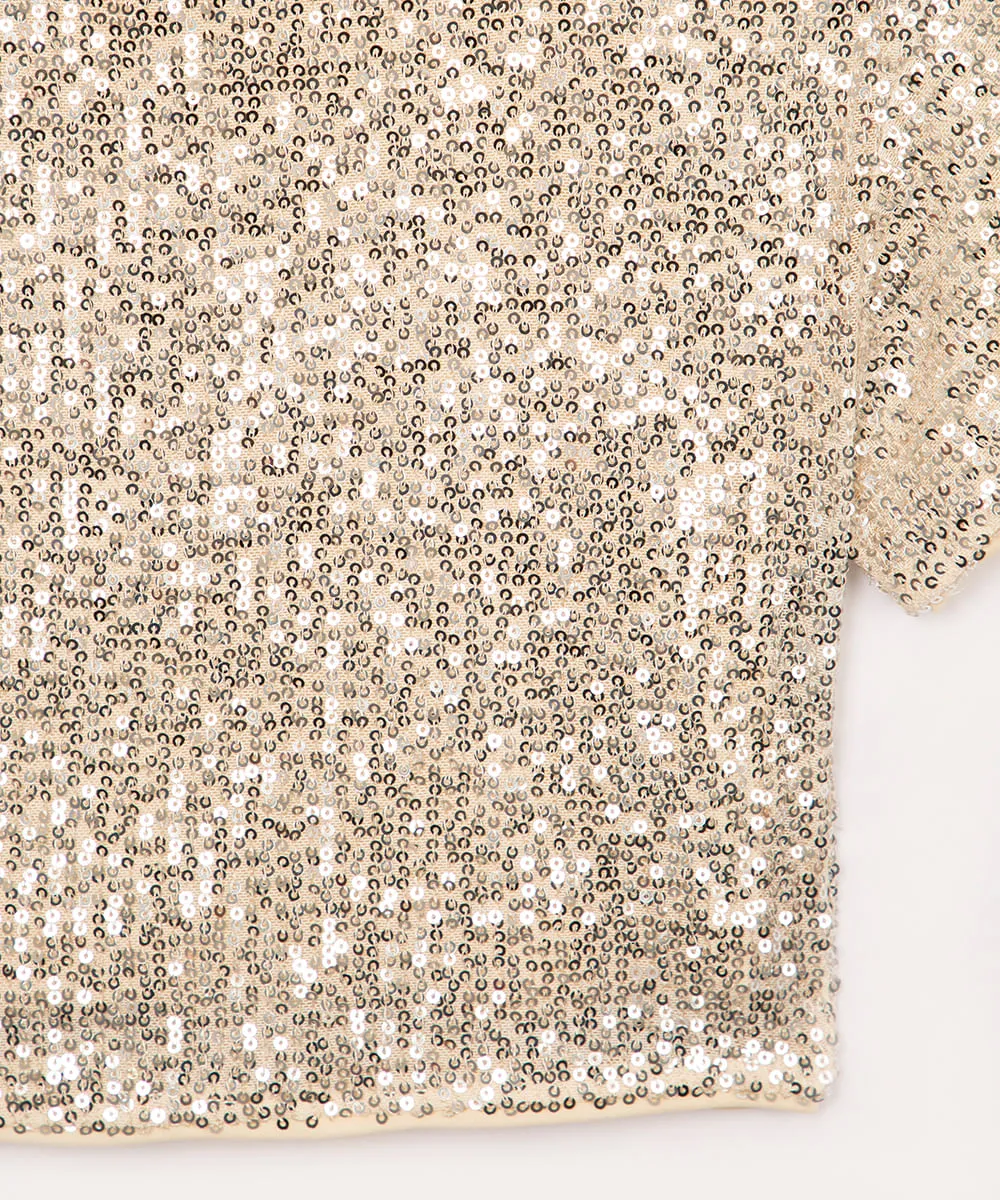 blusa de paetê infantil manga curta dourado — foto 5