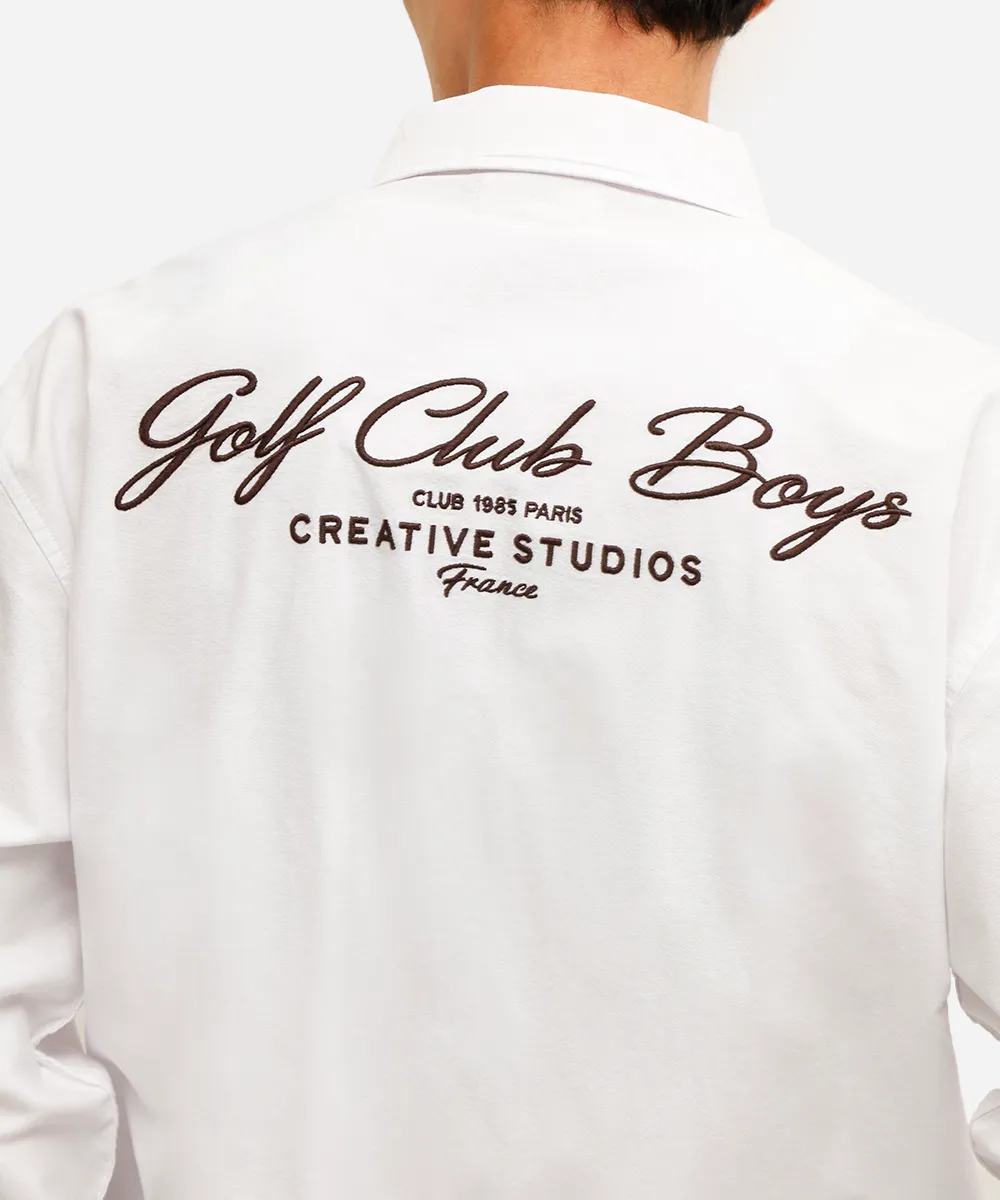 camisa oversized masculina de algodão com bordado off white — foto 2