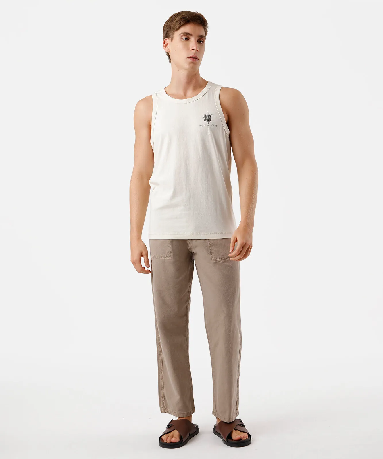 calça jogger masculina de sarja estonada bege — foto 4