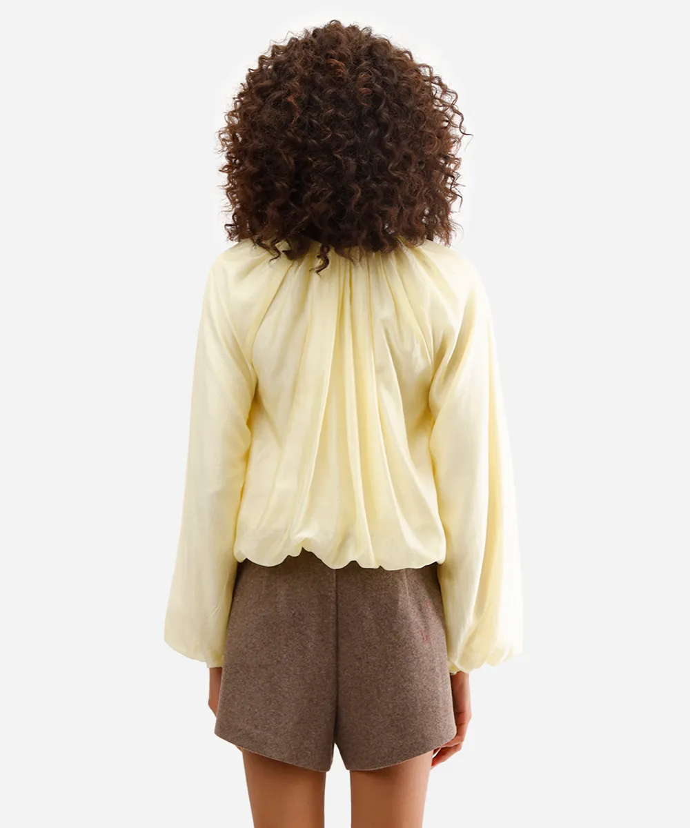 blusa balonê feminina de liocel amarela — foto 2
