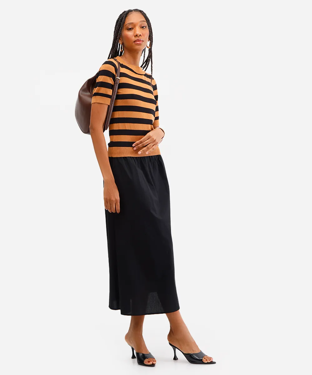 blusa feminina de tricot listrada marrom — foto 3