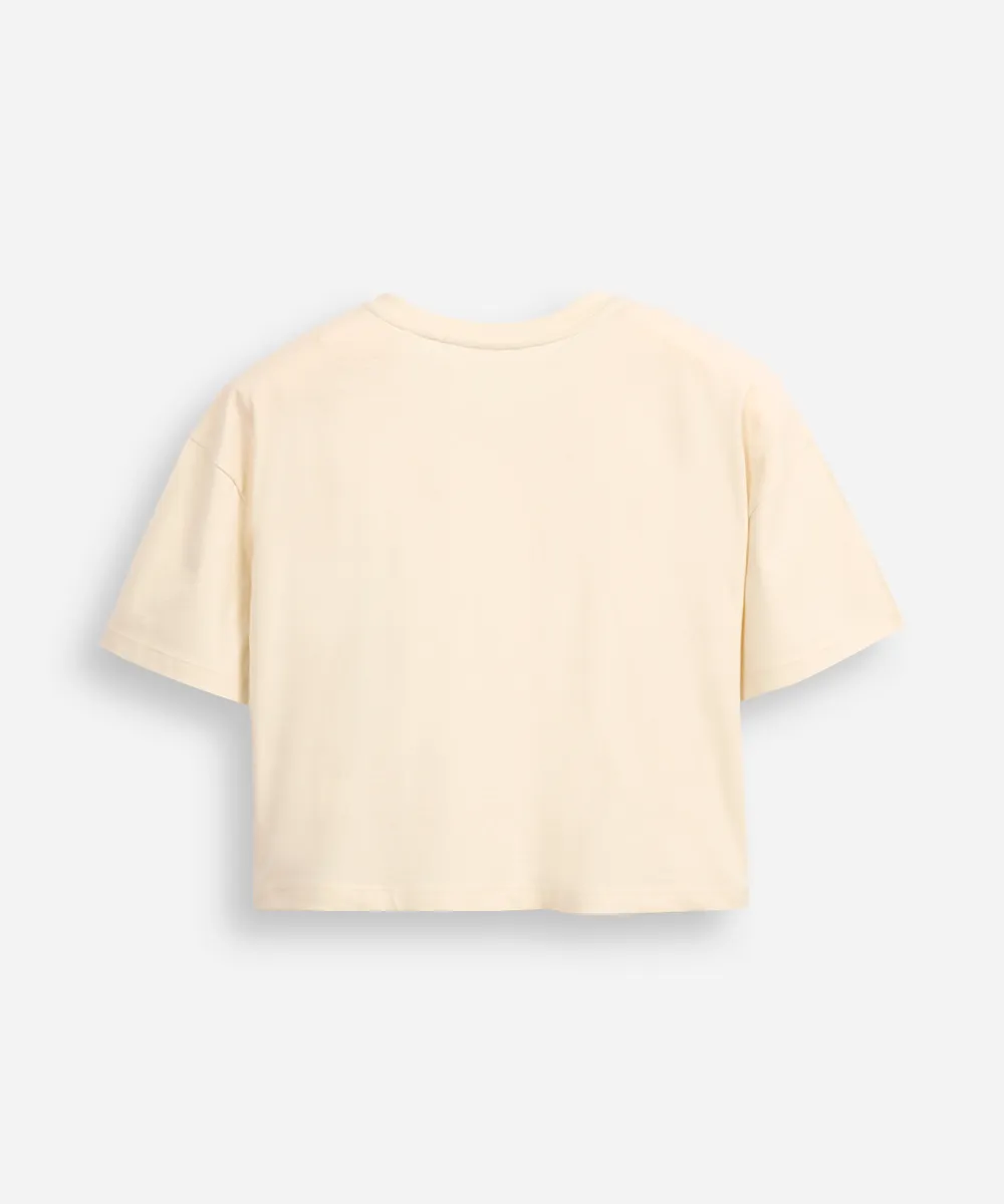 camiseta cropped de algodão juvenil stitch bege — foto 3