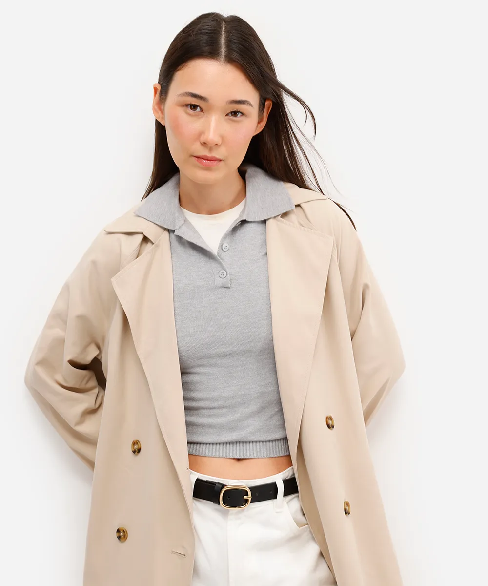 polo feminina de tricot cinza — foto 5