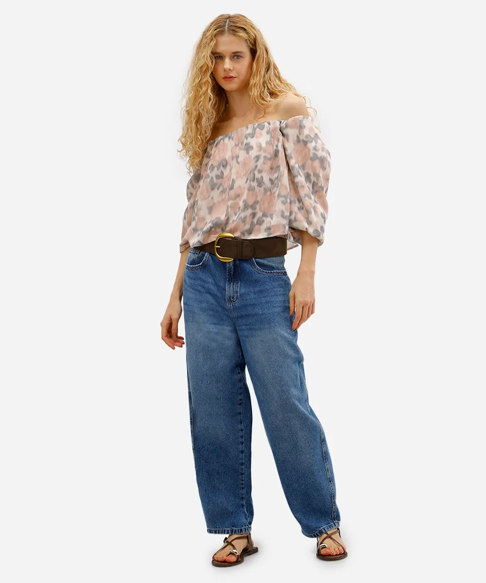 bata feminina ombro a ombro floral rosa — foto 3