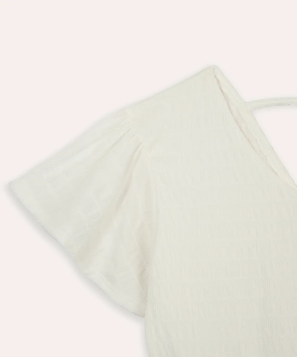 cropped juvenil com lastex texturizado off white — foto 3