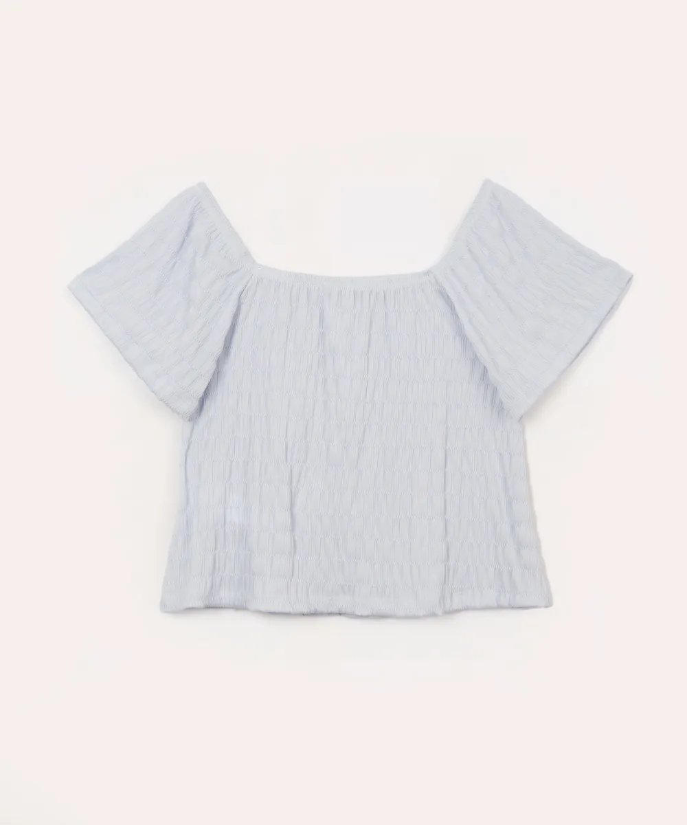 blusa ombro a ombro infantil texturizada azul — foto 2