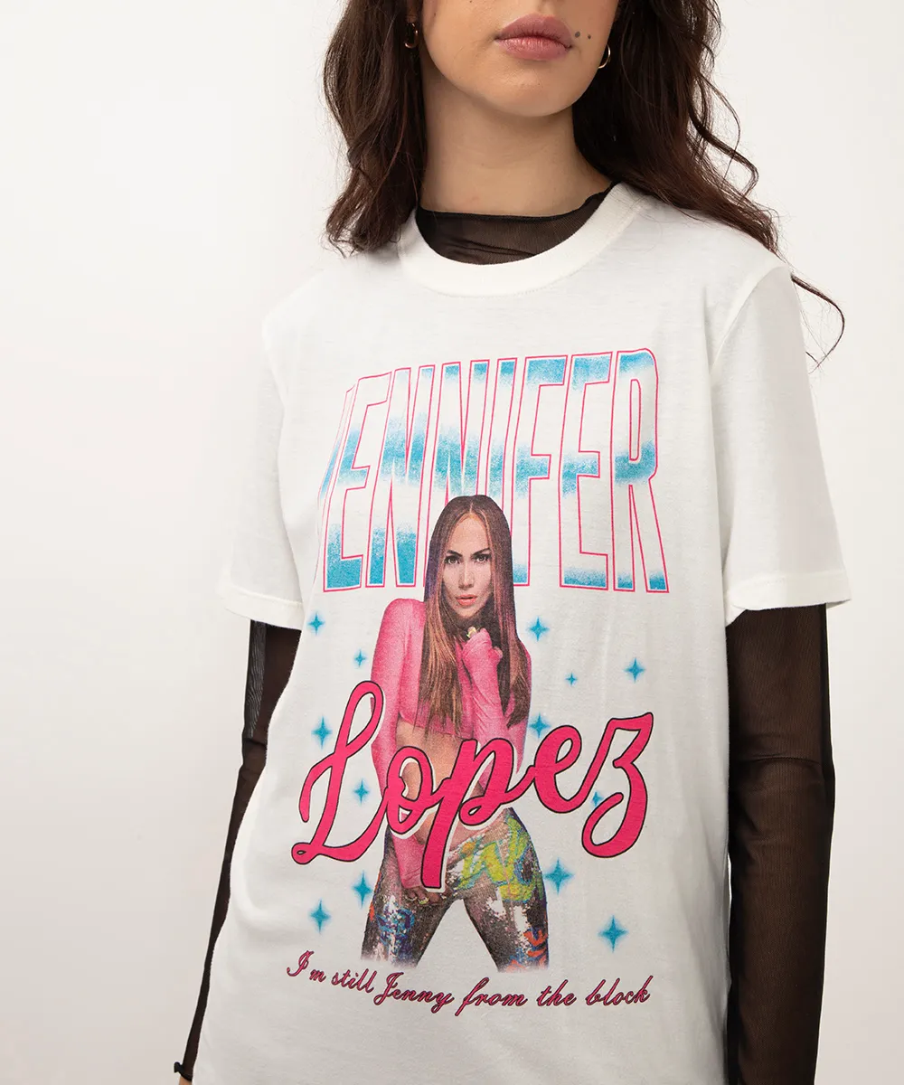 camiseta de algodão jennifer lopez off white — foto 2