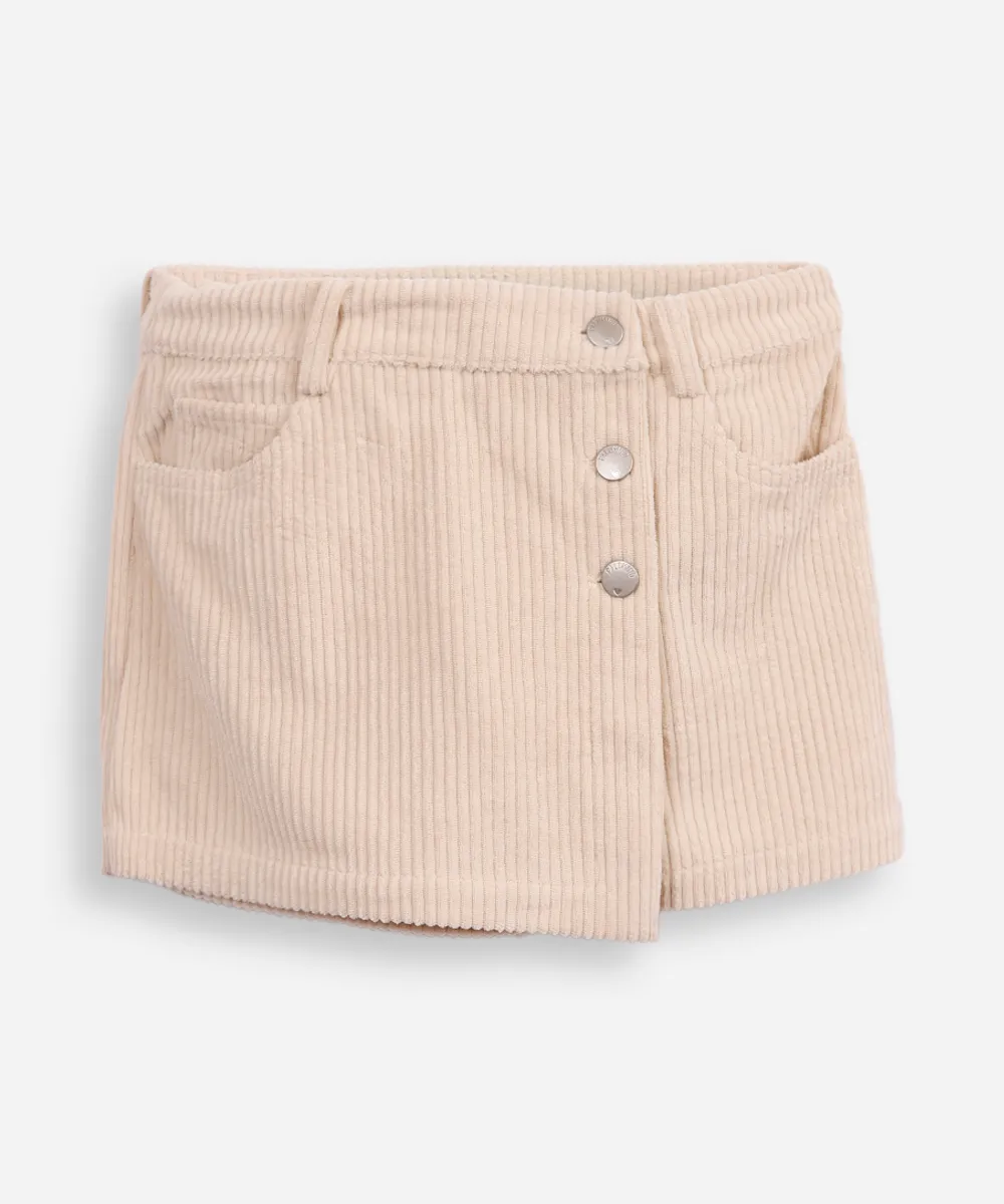 short saia infantil texturizada bege