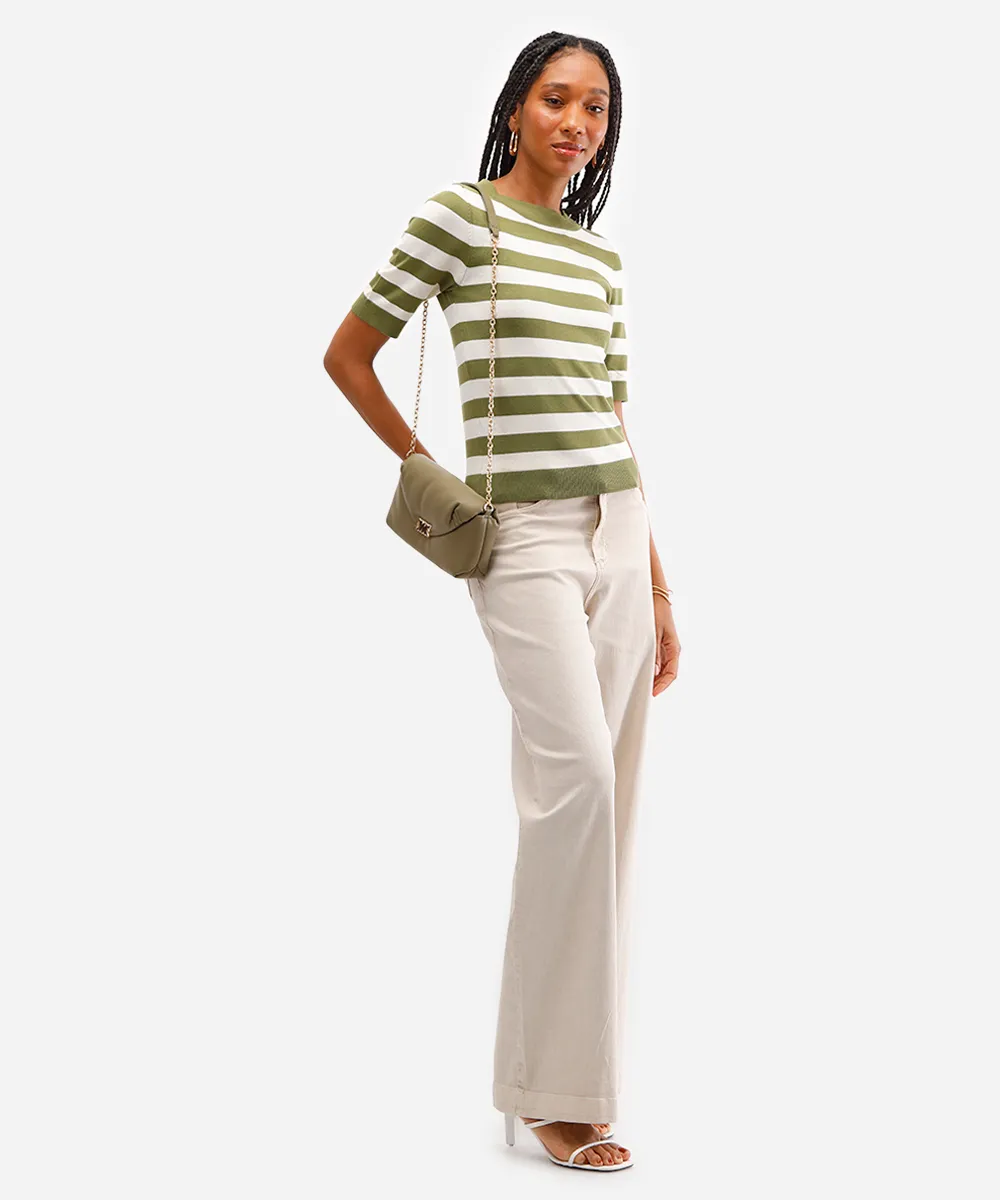 blusa feminina de tricot listrada verde — foto 3