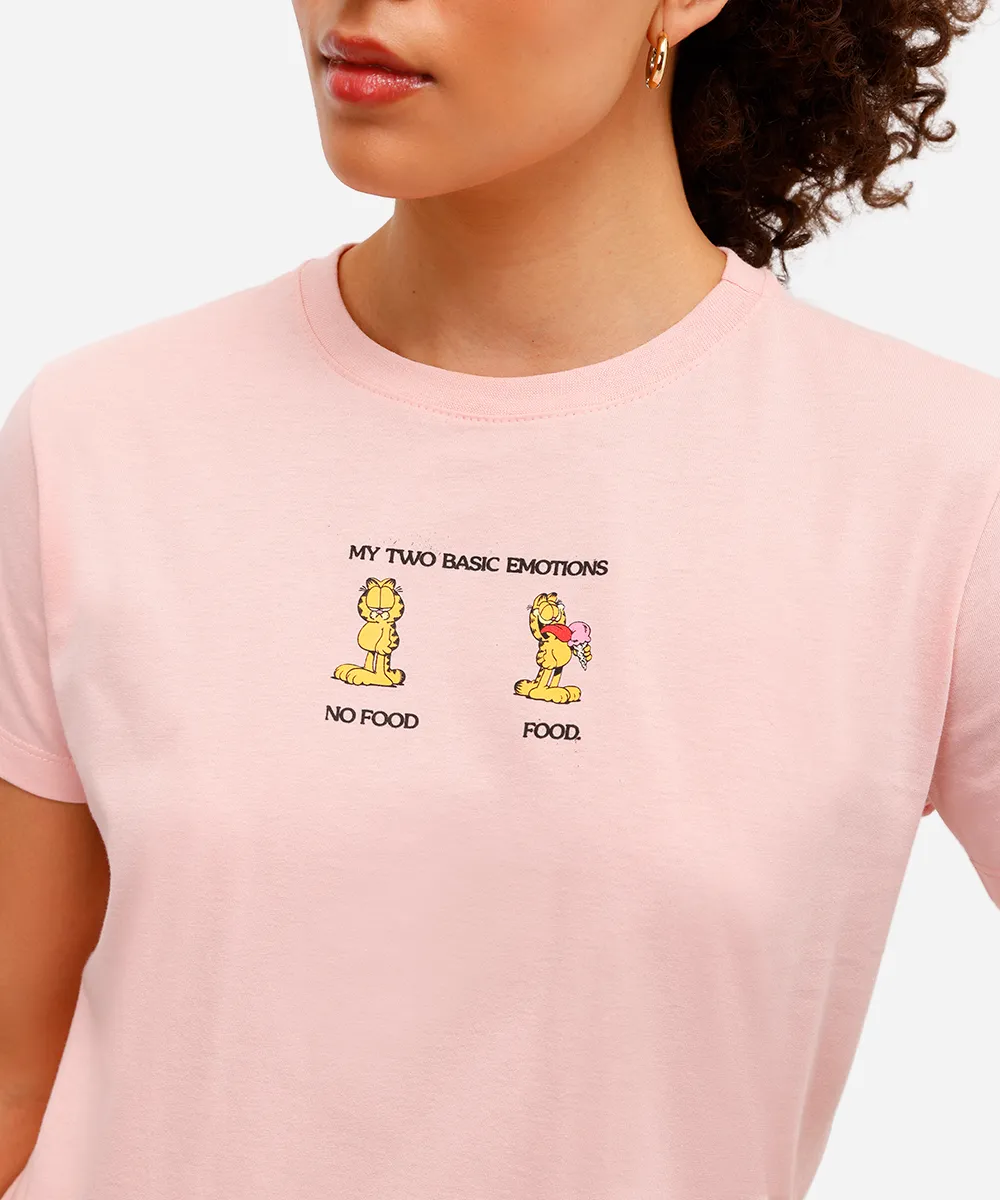 camiseta feminina de algodão garfield rosa — foto 4