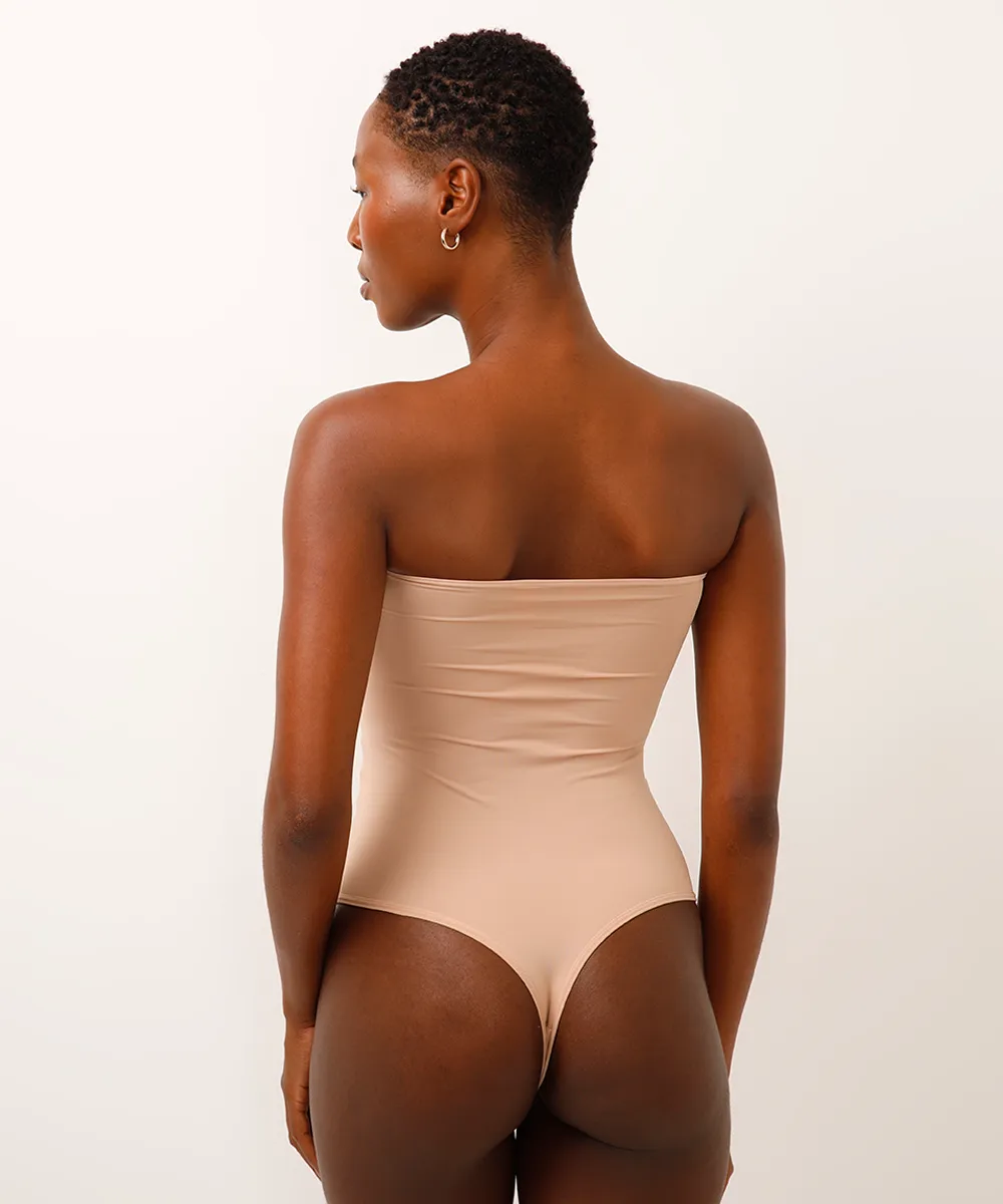 body sem alça de poliamida bege — foto 2