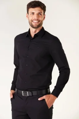 Camisa Traymon Manga Longa Slim Preto — foto 5