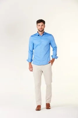 Camisa Traymon Slim Algodão Egípcio Azul — foto 6