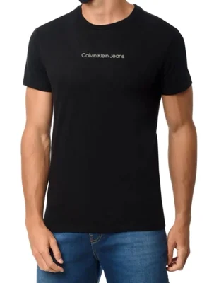 Camiseta Calvin Klein Jeans Masculina Institutional New Logo Preta — foto 4
