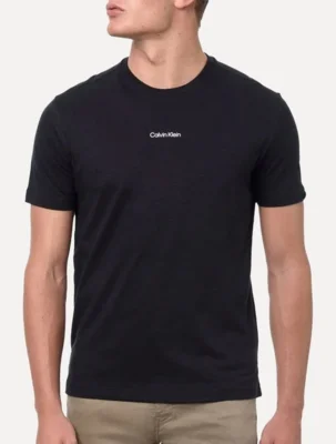 Camiseta Calvin Klein Masculina Flame Front Logo Preta — foto 4