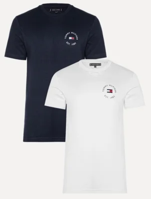 Kit Tommy Hilfiger  Camiseta Masculina Roundle Logo Chest Azul Marinh/Branco — foto 8