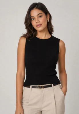 Blusa Feminina Lez a Lez Canelada Trico Preta — foto 6