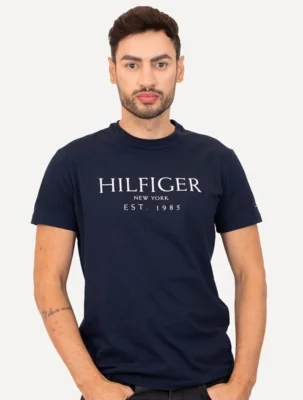 Camiseta Tommy Hilfiger Masculina Big Logo Est.1985 Azul Marinho — foto 6