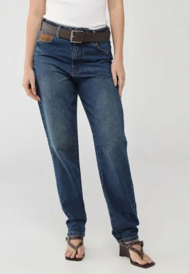 Calça Jeans Feminina Colcci Mom Cintura Alta Azul Médio — foto 7