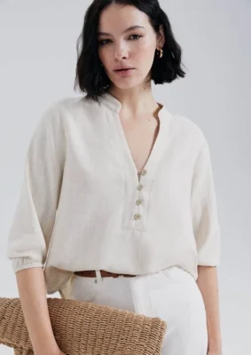 Blusa Feminina Manga 3/4 Em Viscolinho — foto 5